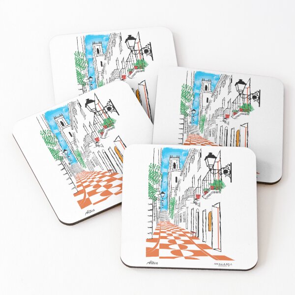 Item preview, T-shirt illustration of Altea's main street with orange ground designed and sold by malangacamisetas.