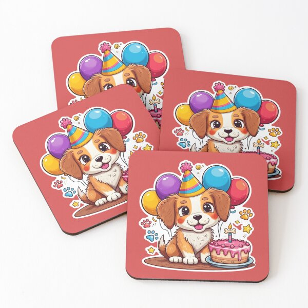 Item preview, Cute Birthday Puppy with Balloons, Cake, and Party Hat designed and sold by PrintBreeze.