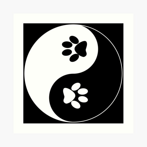 Yin Und Yang Fussspuren Katze Hund Kunstdruck Von Kailukask Redbubble