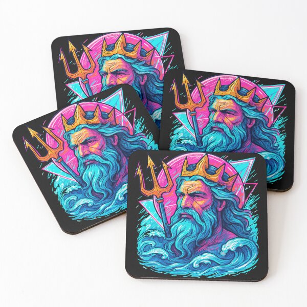 Item preview, Poseidon God Greek Mythology Retro Vaporwave designed and sold by TomFrontierArt.