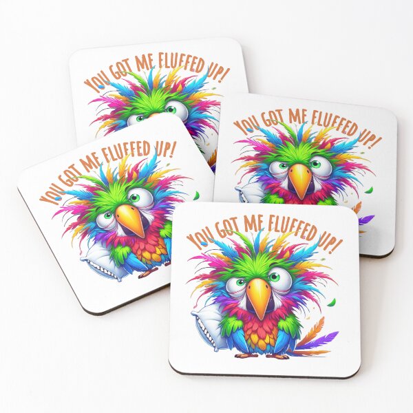 Item preview, "You Got Me Fluffed Up!" – Angry Rainbow Parrot Tee designed and sold by ChidiBidiBoo.
