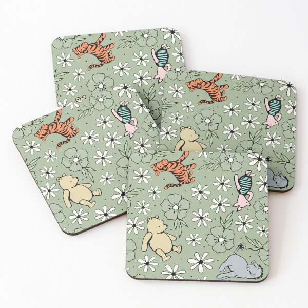 Item preview, Classic Pooh and Friends Floral Sage Green designed and sold by KrisInStitches.
