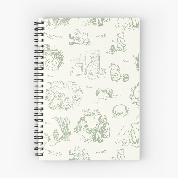 Item preview, Classic Pooh and Friends Storybook Sketches Floral Sage Green Ivory designed and sold by KrisInStitches.