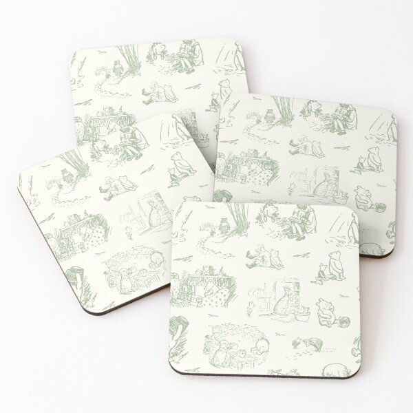 Item preview, Classic Pooh and Friends Storybook Sketches Floral Sage Green Ivory designed and sold by KrisInStitches.