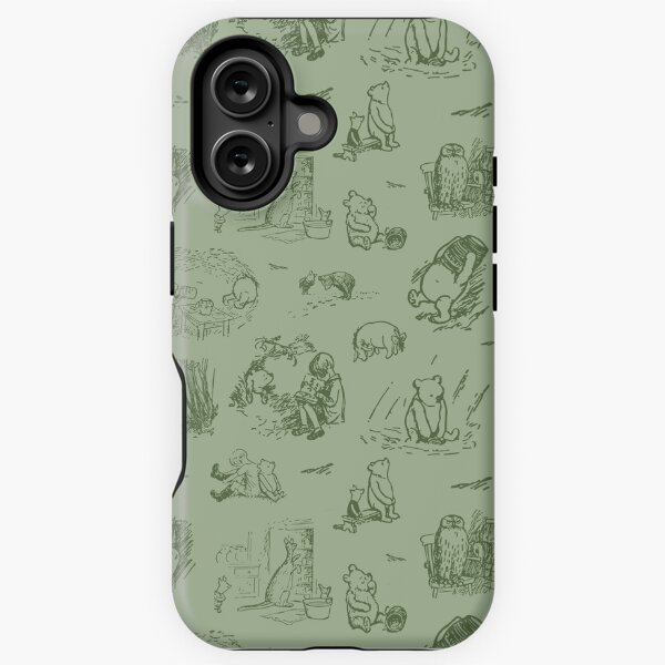 Item preview, Classic Pooh and Friends Storybook Sketches Floral Sage Green designed and sold by KrisInStitches.