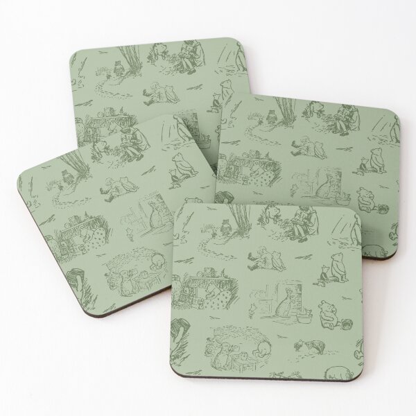 Item preview, Classic Pooh and Friends Storybook Sketches Floral Sage Green designed and sold by KrisInStitches.