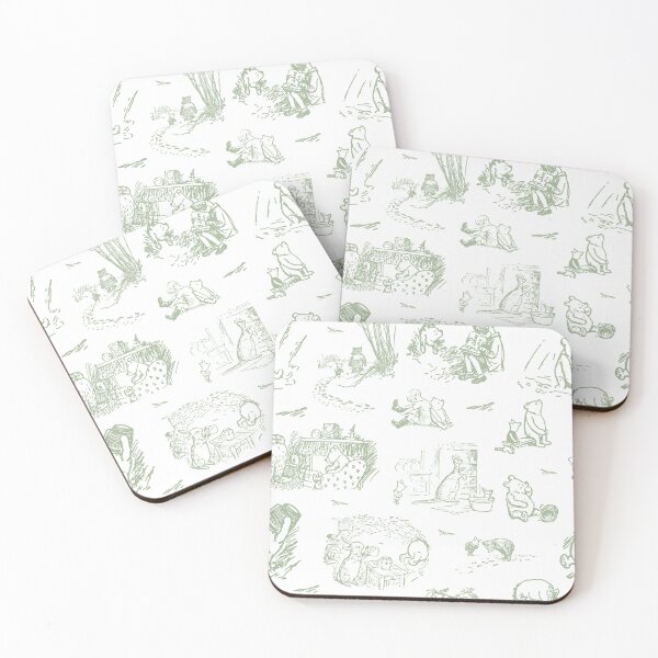 Item preview, Classic Pooh and Friends Storybook Sketches Floral Sage Green designed and sold by KrisInStitches.