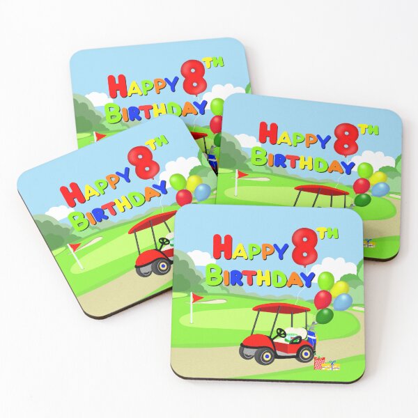 Item preview, Happy 8th Birthday Red Golf Cart Kids designed and sold by daphsam.