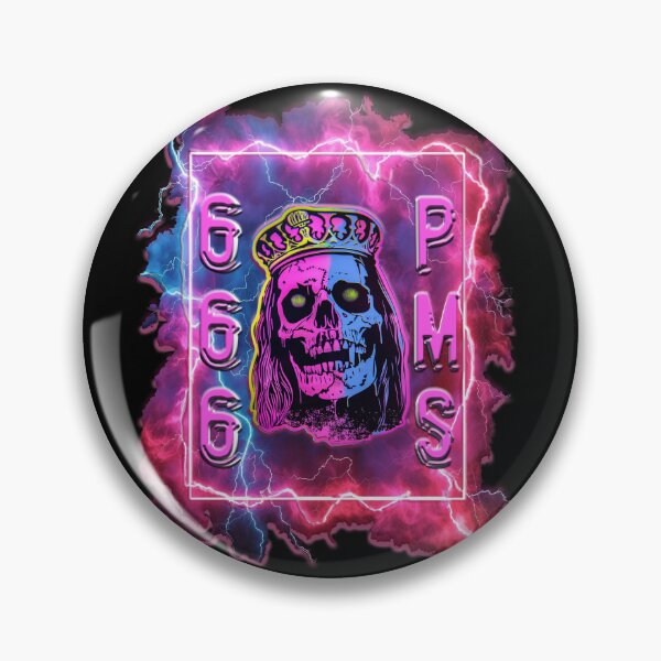 Artikelvorschau, Totenkopf 666 PMS. Neon Retro Vintage, freche, kantige Skelettdame entworfen und verkauft von SkullTroops.