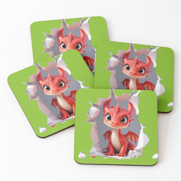 Item preview, Cute Red Dragon Peeking Out 3D Wall Hole Design designed and sold by TheGaliyaStudio.