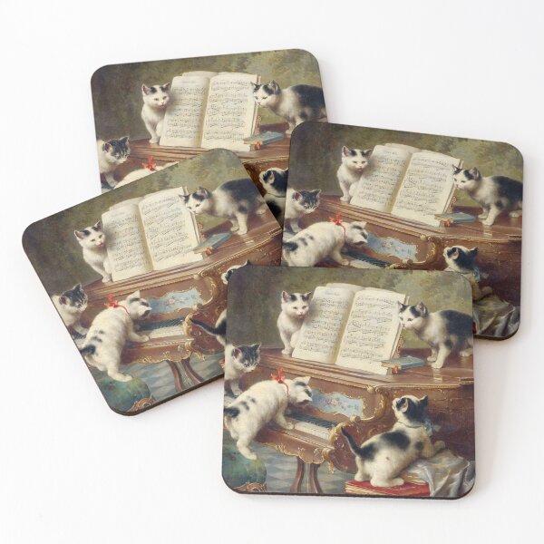 Item preview, Vintage Illustration of Singing Kittens at the Piano. designed and sold by LoveVintageToo.