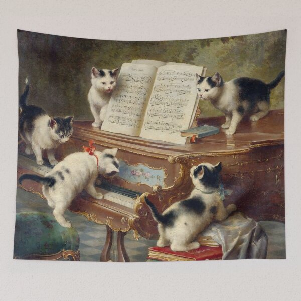 Item preview, Vintage Illustration of Singing Kittens at the Piano. designed and sold by LoveVintageToo.