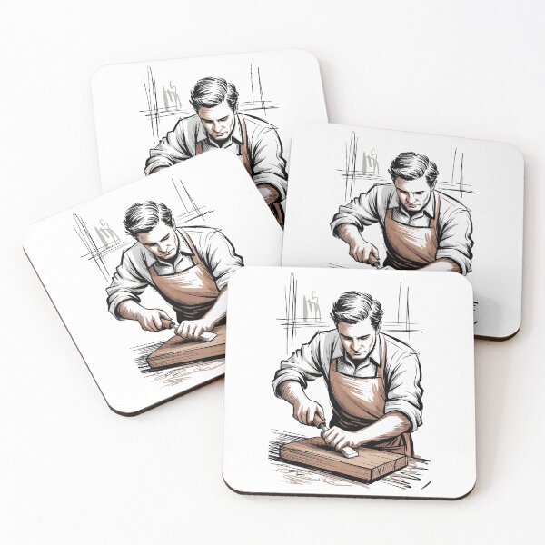 Item preview, Focused Male Carpenter Woodworking designed and sold by ShadowAndSlate.