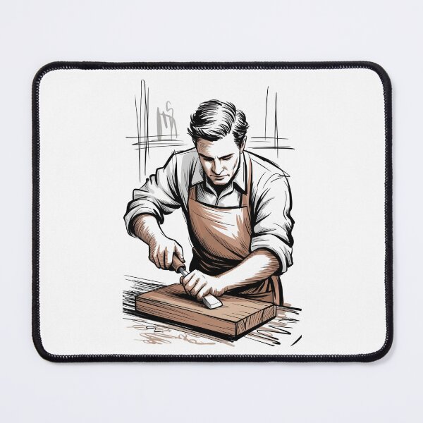 Item preview, Focused Male Carpenter Woodworking designed and sold by ShadowAndSlate.