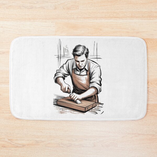 Item preview, Focused Male Carpenter Woodworking designed and sold by ShadowAndSlate.