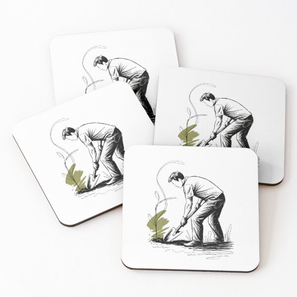 Item preview, Dynamic Male Gardener Planting Greenery designed and sold by ShadowAndSlate.