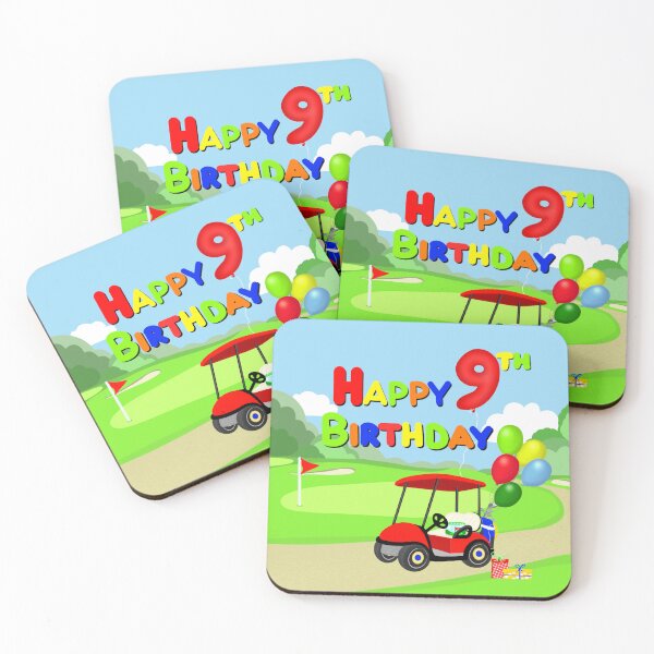 Item preview, Happy 9th Birthday Red Golf Cart Kids designed and sold by daphsam.