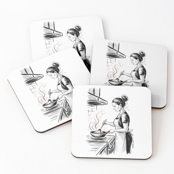 Item preview, Dynamic Female Chef Cooking Dish designed and sold by ShadowAndSlate.