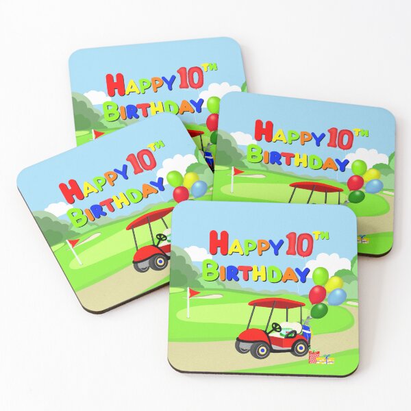 Item preview, Happy 10th Birthday Red Golf Cart Kids designed and sold by daphsam.