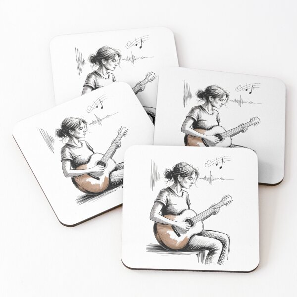 Item preview, Dynamic Female Guitarist Playing Music designed and sold by ShadowAndSlate.