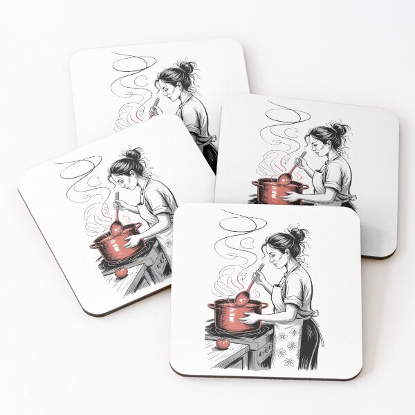 Item preview, Dynamic Female Chef Cooking Dish designed and sold by ShadowAndSlate.