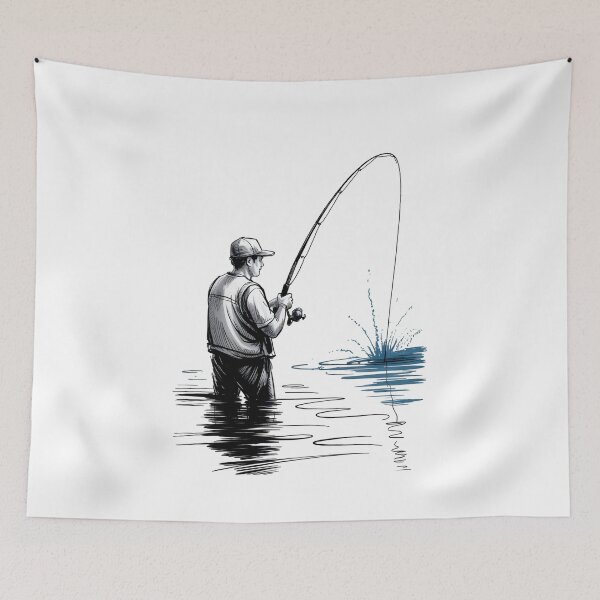 Item preview, Dynamic Male Angler Fishing designed and sold by ShadowAndSlate.