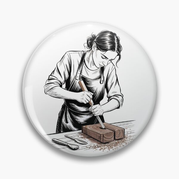 Item preview, Dynamic Female Carpenter Woodworking designed and sold by ShadowAndSlate.