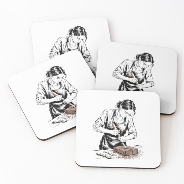 Item preview, Dynamic Female Carpenter Woodworking designed and sold by ShadowAndSlate.