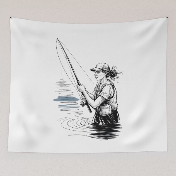 Item preview, Dynamic Female Angler Fishing designed and sold by ShadowAndSlate.