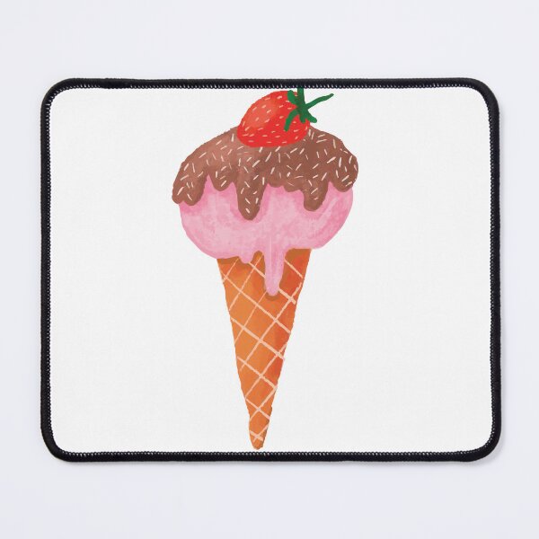 Item preview, Strawberry Ice Cream Cone with Chocolate Topping – Watercolor Style Illustration designed and sold by LudaRu.