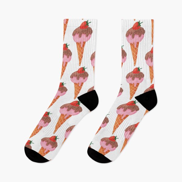 Item preview, Strawberry Ice Cream Cone with Chocolate Topping – Watercolor Style Illustration designed and sold by LudaRu.