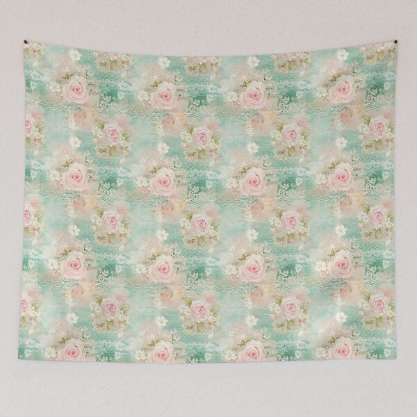 Item preview, Romantic Pastel Roses on Vintage Lace designed and sold by HasHs.