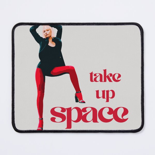 Item preview, Take Up Space - proud stance woman wide leg pose with bold red tights font vintage retro designed and sold by RabbitHoleThings.