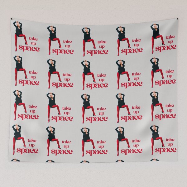 Item preview, Take Up Space - proud stance woman wide leg pose with bold red tights font vintage retro designed and sold by RabbitHoleThings.