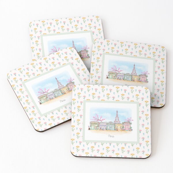 Item preview, Spring in Paris Floral Pattern Shopfront Illustration, Bakery Patisserie, Parisian stores, Eiffel Towel designed and sold by Natasha May Design.