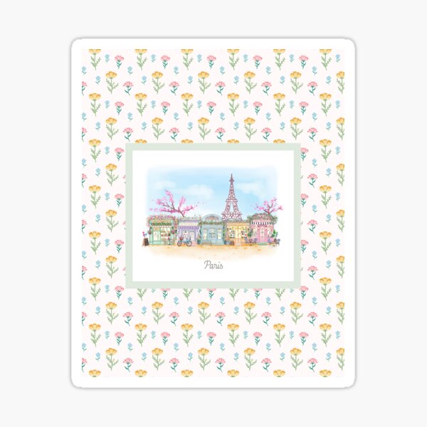 Item preview, Spring in Paris Floral Pattern Shopfront Illustration, Bakery Patisserie, Parisian stores, Eiffel Towel designed and sold by Natasha May Design.
