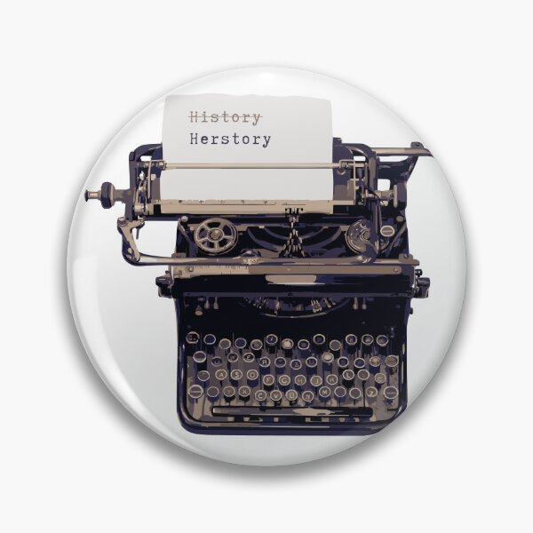 Item preview, Make History Herstory - antique typewriter black white beige vintage retro designed and sold by RabbitHoleThings.