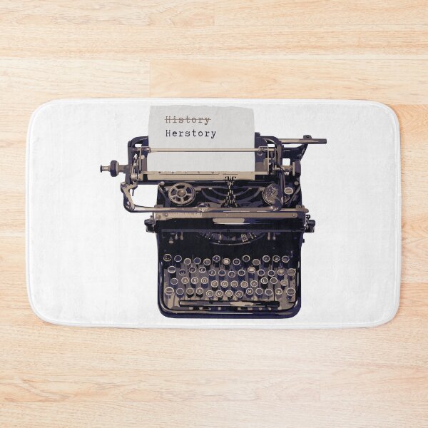 Item preview, Make History Herstory - antique typewriter black white beige vintage retro designed and sold by RabbitHoleThings.