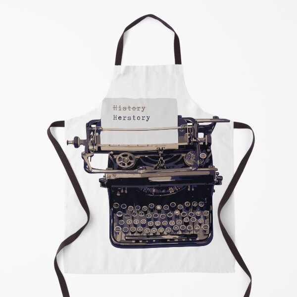 Item preview, Make History Herstory - antique typewriter black white beige vintage retro designed and sold by RabbitHoleThings.