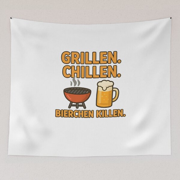Item preview, Grilling, chilling, drinking beer – Funny BBQ saying designed and sold by Boule1979.