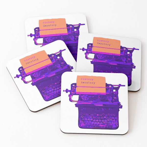 Item preview, Make History Herstory - antique typewriter bold pop colors orange purple blue vintage retro designed and sold by RabbitHoleThings.