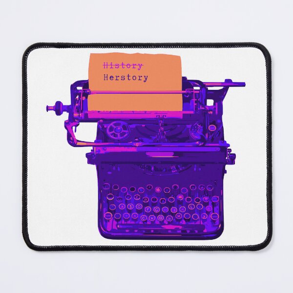Item preview, Make History Herstory - antique typewriter bold pop colors orange purple blue vintage retro designed and sold by RabbitHoleThings.