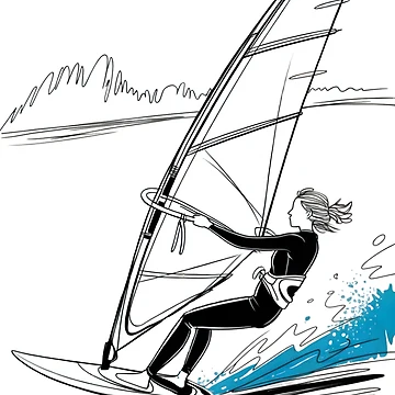 Artwork thumbnail, Dynamic Female Wind Surfer Ride by ShadowAndSlate