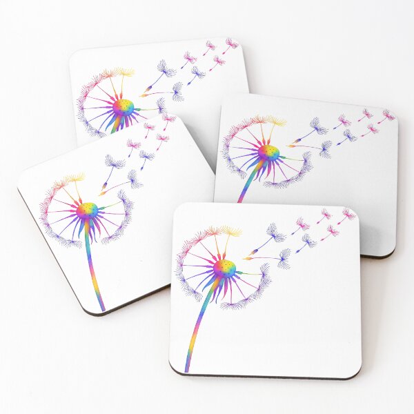 Item preview, Colorful Rainbow Dandelion Seeds Blowing in Wind designed and sold by ArtfulWeave.