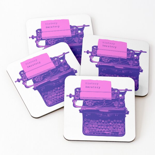 Item preview, Make History Herstory - antique typewriter bold pink purple pop colors vintage retro designed and sold by RabbitHoleThings.