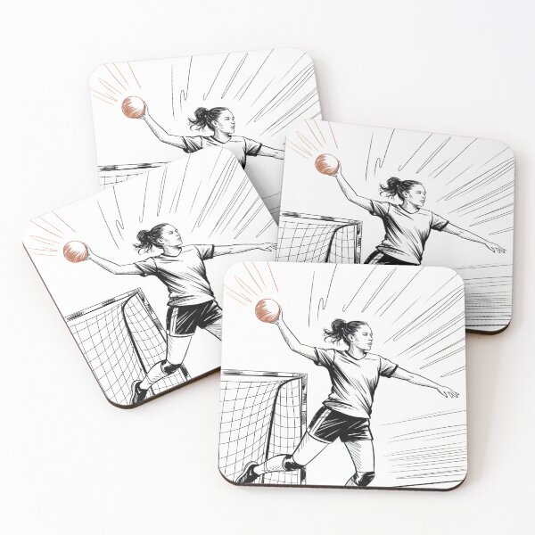 Item preview, Dynamic Female Handball Player Throw designed and sold by ShadowAndSlate.