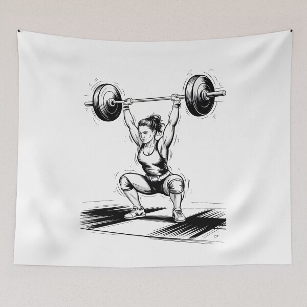 Item preview, Dynamic Female Weightlifter Clean & Jerk designed and sold by ShadowAndSlate.