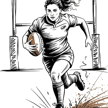 Artwork thumbnail, Dynamic Female Rugby Player Try by ShadowAndSlate