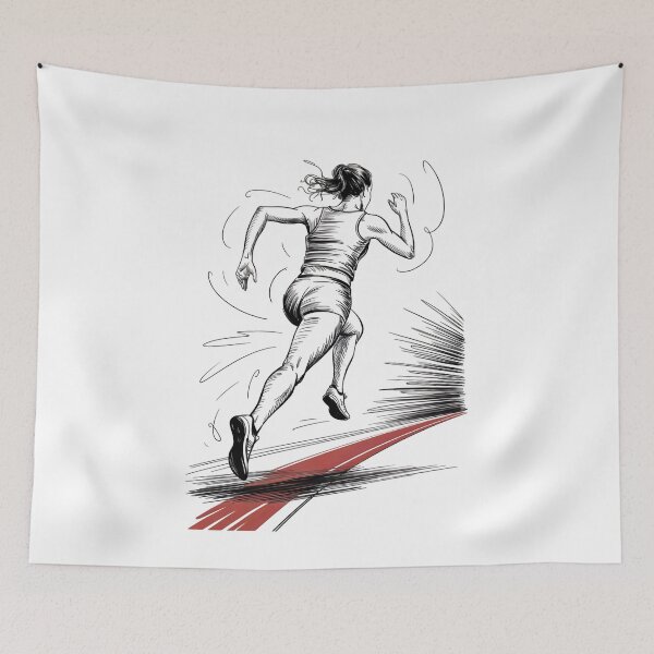 Item preview, Dynamic Female Sprinter On Track designed and sold by ShadowAndSlate.