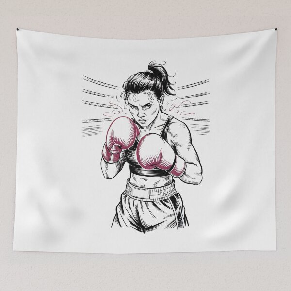 Item preview, Dynamic Female Boxer Ready Stance designed and sold by ShadowAndSlate.